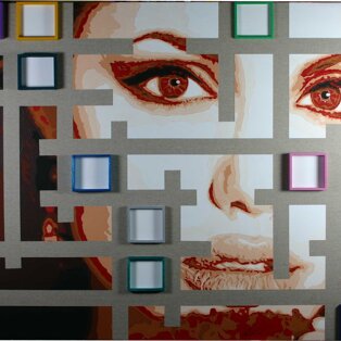 Angelina Jolie 100x80 tecnica mista su tela