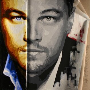 Leonardo di Caprio 100x100 tecnica mista su tela