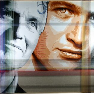 Paul Newman 120x100 tecnica mista su tela