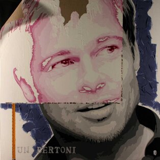 Scansione (Brad Pitt) 100x100 tecnica mista su tela