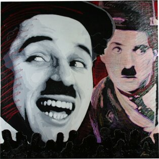 Omaggio al cinema di altri tempi 5 100x100 tecnica mista su tela