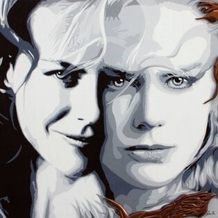 Fusione 100x100 tecnica mista su tela