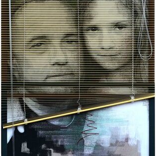 Uno sguardo fuori 80x100 tecnica mista su tela