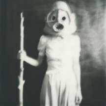 Selfportrait with Asaro mask Polaroid