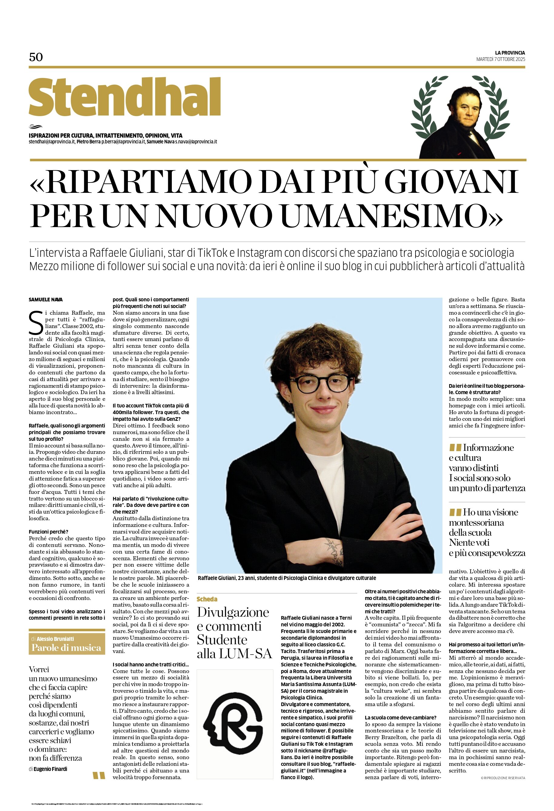 "Ripartiamo dai giovani per un nuovo Umanesimo" - Intervista a Raffaele Giuliani