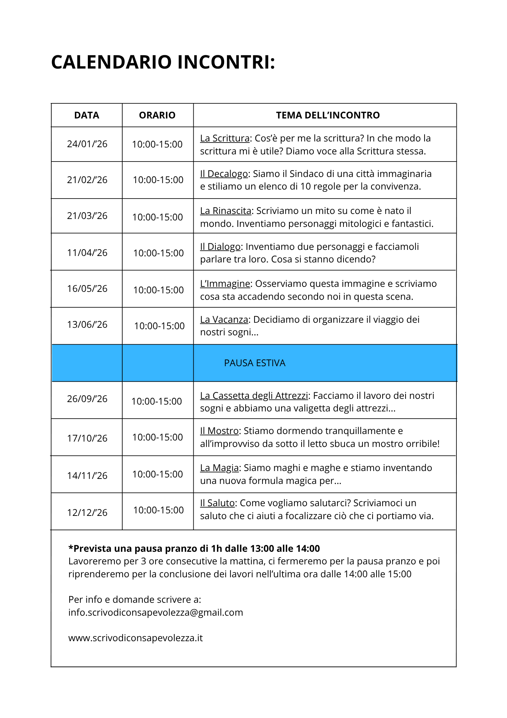 calendario incontri
