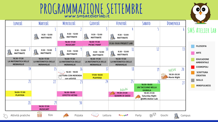 programmazione settembre programmazione settembre