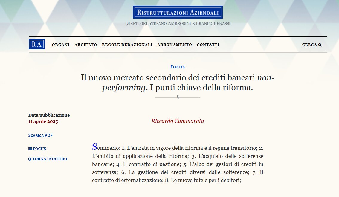 Il nuovo mercato secondario dei crediti bancari non-performing. I punti chiave della riforma