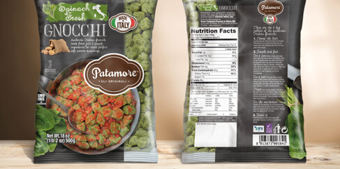 Gnocchi Patamore Packaging realizzato per il mercato USA