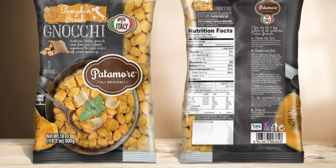 Gnocchi Patamore Packaging realizzato per il mercato USA