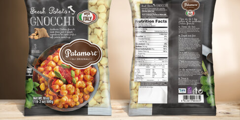 Gnocchi Patamore Packaging realizzato per il mercato USA