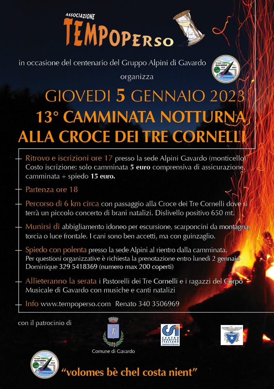 13° camminata notturna alla Croce dei Tre Cornelli