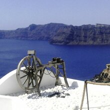 SANTORINI una cartolina Una cartolina da Santorini
