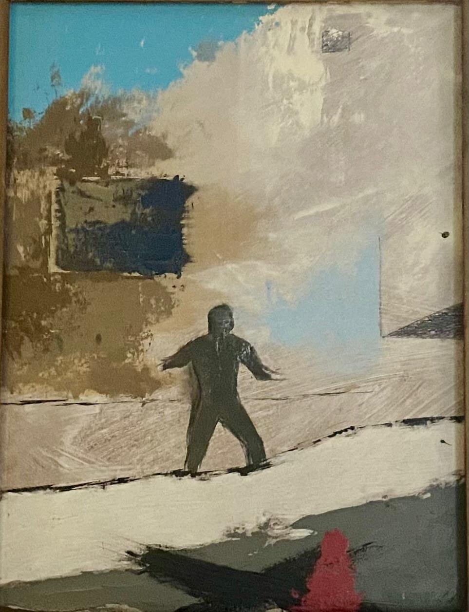 Osservando un quadro di Tonino Mattu di 43x33 cm del 2003