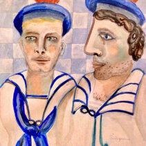 Giovane marinaio e il suo amico greco Giovane marinaio e il suo amico greco, acrilico su tela, cm. 60x50 anno 2022