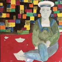 Marinaio di terra 2018 olio e acrilico su tela, 60 x 50 cm.