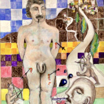 Autoritratto come Bastiano Autoritratto come Bastiano acrilico su tela, cm. 65x55 anno 2023