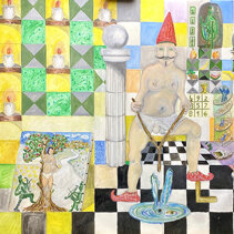 Rabdomante fra le colonne cm. 102x124, olio su tela, 2023