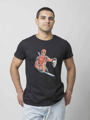 T-shirt uomo con stampa di Deadpool che trionfa sul Padrino, design Eco Pop