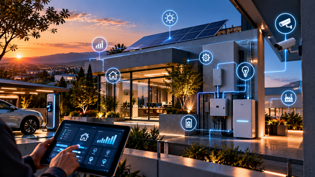 casa intelligente con energia solare connessa