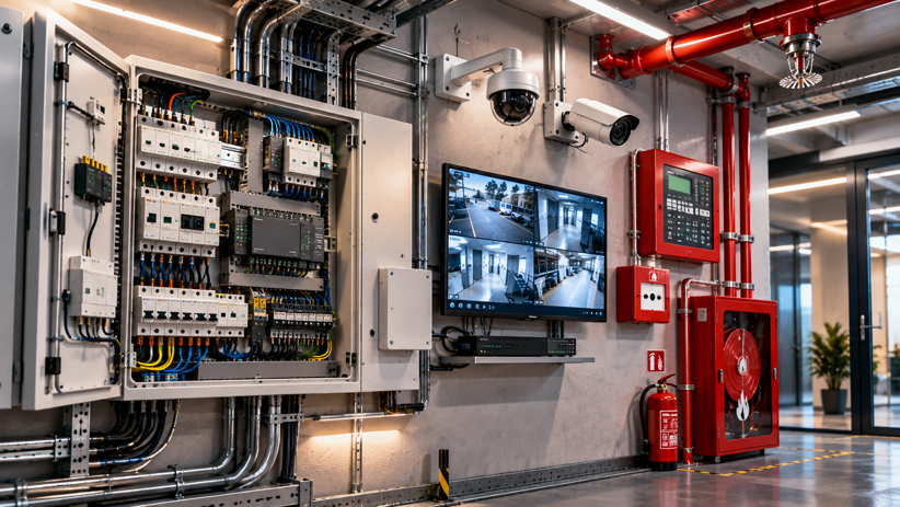 sala tecnica con sicurezza e impianti antincendio