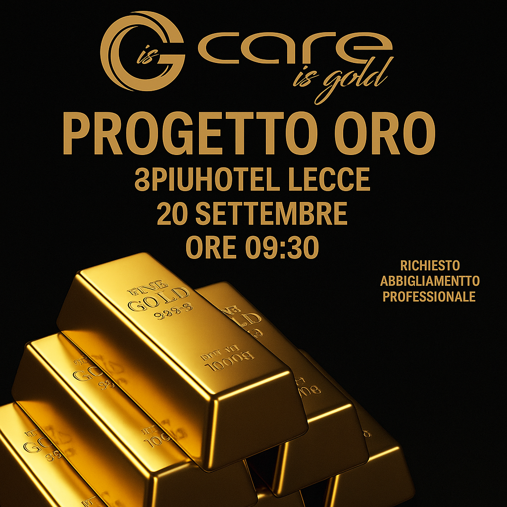 locandina-careisgold.png <script type="application/ld+json"> { "@context":"https://schema.org", "@type":"Event", "name":"Selezione collaboratori in oro fisico – Giornata di formazione", "startDate":"2025-09-20T09:30:00+02:00", "endDate":"2025-09-20T19:00:00+02:00", "eventAttendanceMode":"https://schema.org/OfflineEventAttendanceMode", "eventStatus":"https://schema.org/EventScheduled", "location":{ "@type":"Place", "name":"8piuhotel", "address":{ "@type":"PostalAddress", "addressLocality":"Lecce", "addressRegion":"LE", "addressCountry":"IT" } }, "organizer":{ "@type":"Organization", "name":"Oro Salento", "url":"https://www.orosalento.it/" }, "description":"Giornata di formazione sul mercato dell’oro fisico e sul progetto Oro Salento. Registrazione via form o email a info@orosalento.it.", "offers":{ "@type":"Offer", "url":"https://www.orosalento.it/selezioni", "price":"0", "priceCurrency":"EUR", "availability":"https://schema.org/InStock" } } </script>