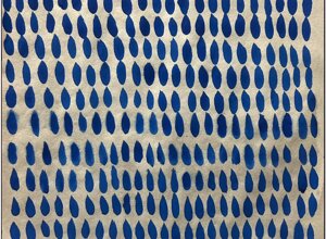 Blue gouache composition with repeated drop-shaped forms arranged in rows, from Il passo breve degli angeli by Sergio Giannotta,2025