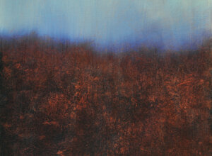 Abstract landscape with blue horizon and dark red field by Sergio Giannotta, 2021 Abstract landscape with blue horizon and dark red field by Sergio Giannotta, 2021
