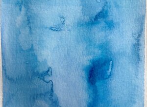 Blue watercolor with diffuse stains and irregular translucent forms, from Il passo breve degli angeli by Sergio Giannotta,2024 Blue watercolor with diffuse stains and irregular translucent forms, from Il passo breve degli angeli by Sergio Giannotta,2024