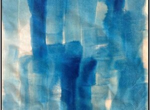 Blue watercolor with overlapping vertical and horizontal translucent fields, from Il passo breve degli angeli by Sergio Giannotta, 2024 Blue watercolor with overlapping vertical and horizontal translucent fields, from Il passo breve degli angeli by Sergio Giannotta, 2024