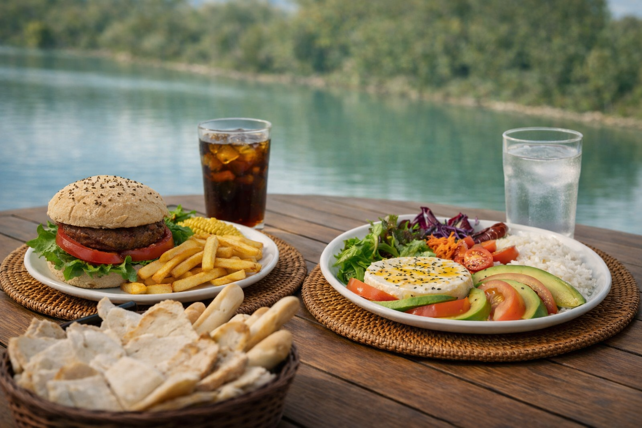 pranzo all'aperto con vista sul lago pranzo all'aperto con vista sul lago