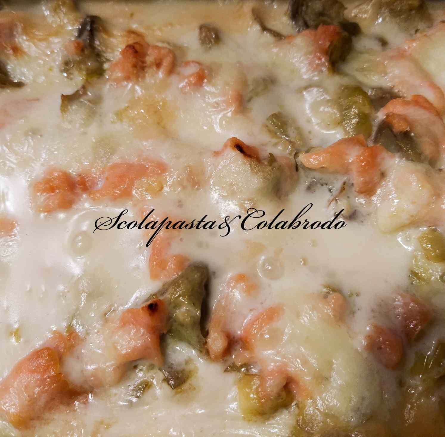 Lasagna al salmone affumicato e carciofi