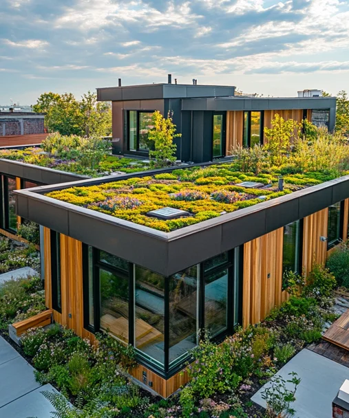 picture of a building with a green roof, plants on the flat roof picture of a building with a green roof, plants on the flat roof