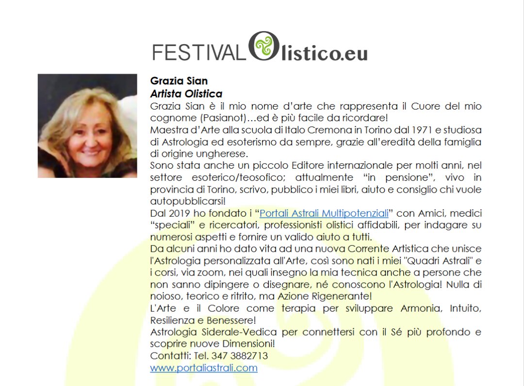 Progetti per il Benessere - Gli Operatori - Grazia Sian e Portali Astrali