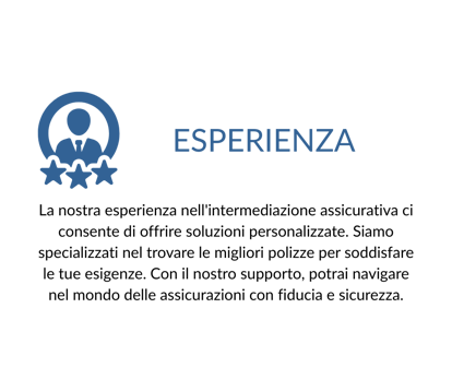 la nostra esperienza nell'intermediazione assicurativa ci consente di offrire soluzioni personalizzate. siamo specializzati nel trovare le migliori polizze per soddisfare le tue esigenze. con il n