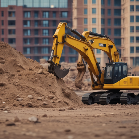 Escavatore cingolato in azione su cantiere edile