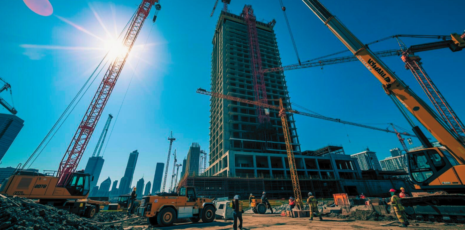 cantiere edile con mezzi a lavoro 
