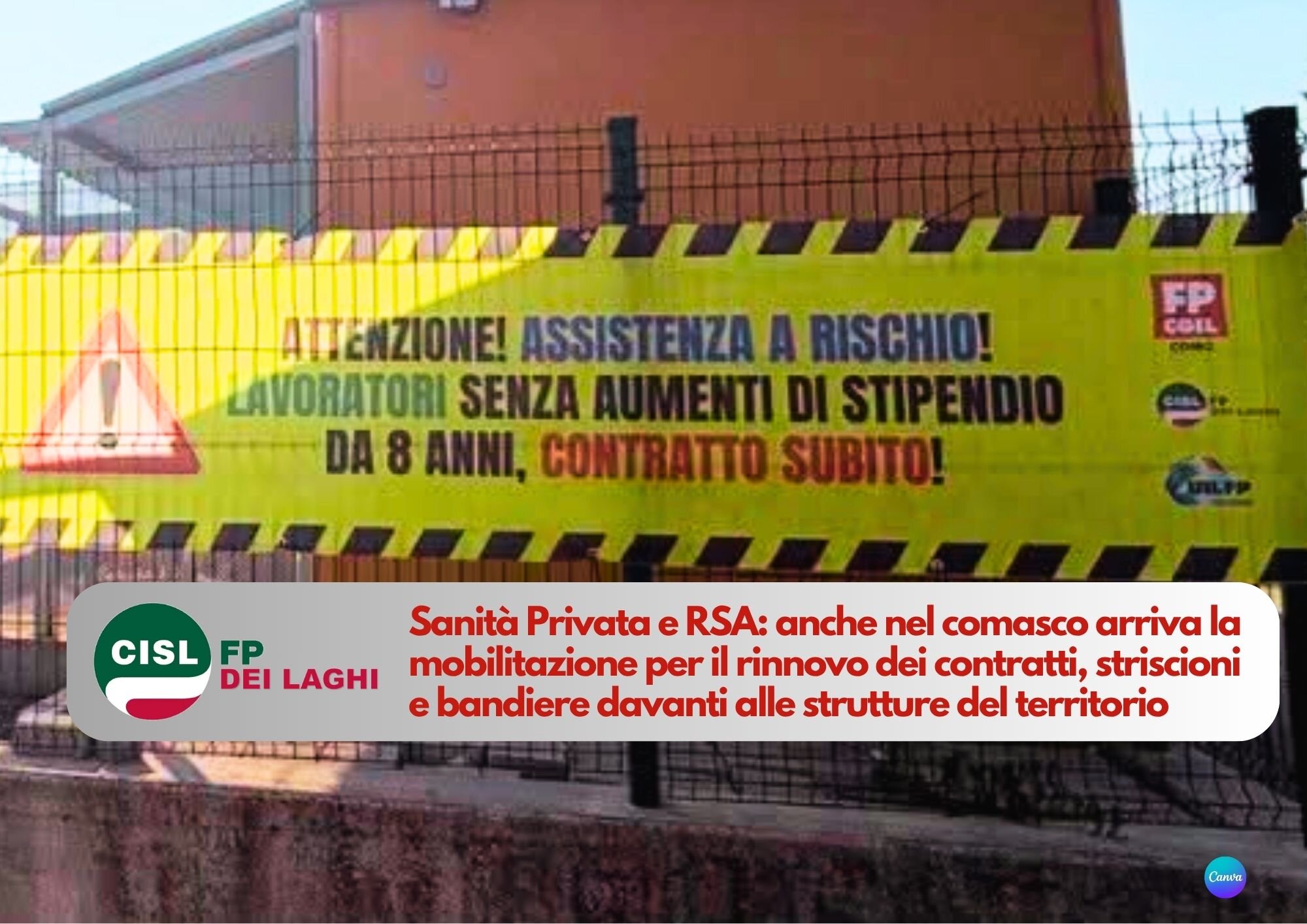CISL FP dei laghi. Sanit&agrave; Privata e RSA: anche nel comasco arriva la mobilitazione per il rinnovo dei contratti