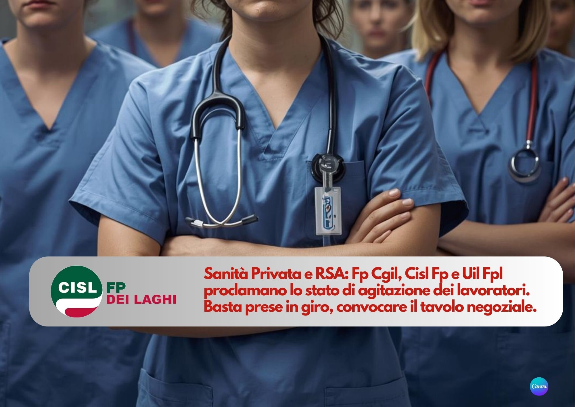 CISL FP dei laghi. Sanit&agrave; Privata e RSA: proclamato lo stato di agitazione dei lavoratori