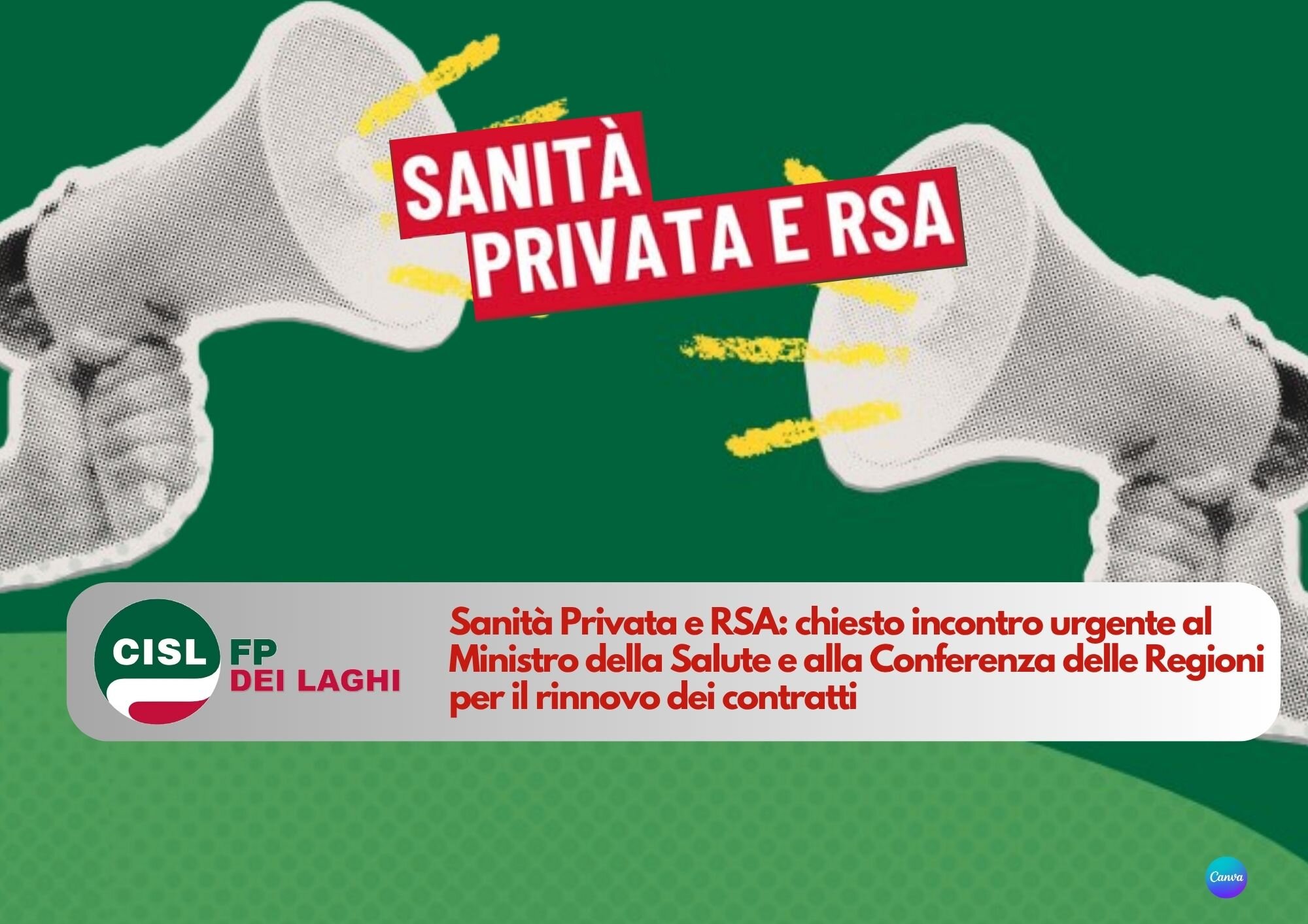 Cisl FP dei laghi. Sanità Privata e RSA: richiesto incontro al Ministro Salute per rinnovo contratto