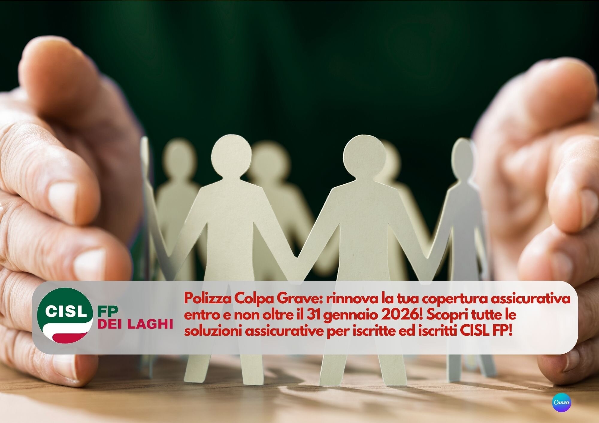 Cisl FP dei laghi. Iscritto CISL FP? Rinnova ora la tua copertura assicurativa Colpa Grave sanitaria/patrimoniale