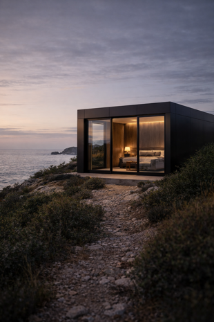 suite minimale sulla costa al tramonto