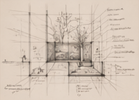 Architectural drawing of a planted interior niche