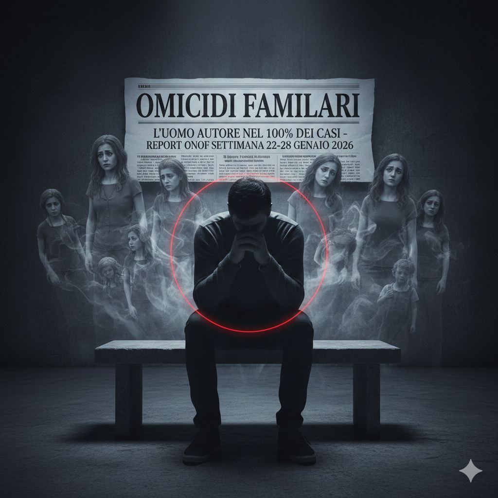 Omicidi familiari: l'uomo autore nel 100% dei casi nel report ONOF settimana 22_28 gennaio 2026