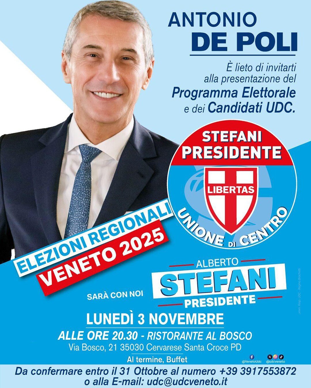 Regionali Veneto | Presentazione del programma elettorale e dei candidati UDC