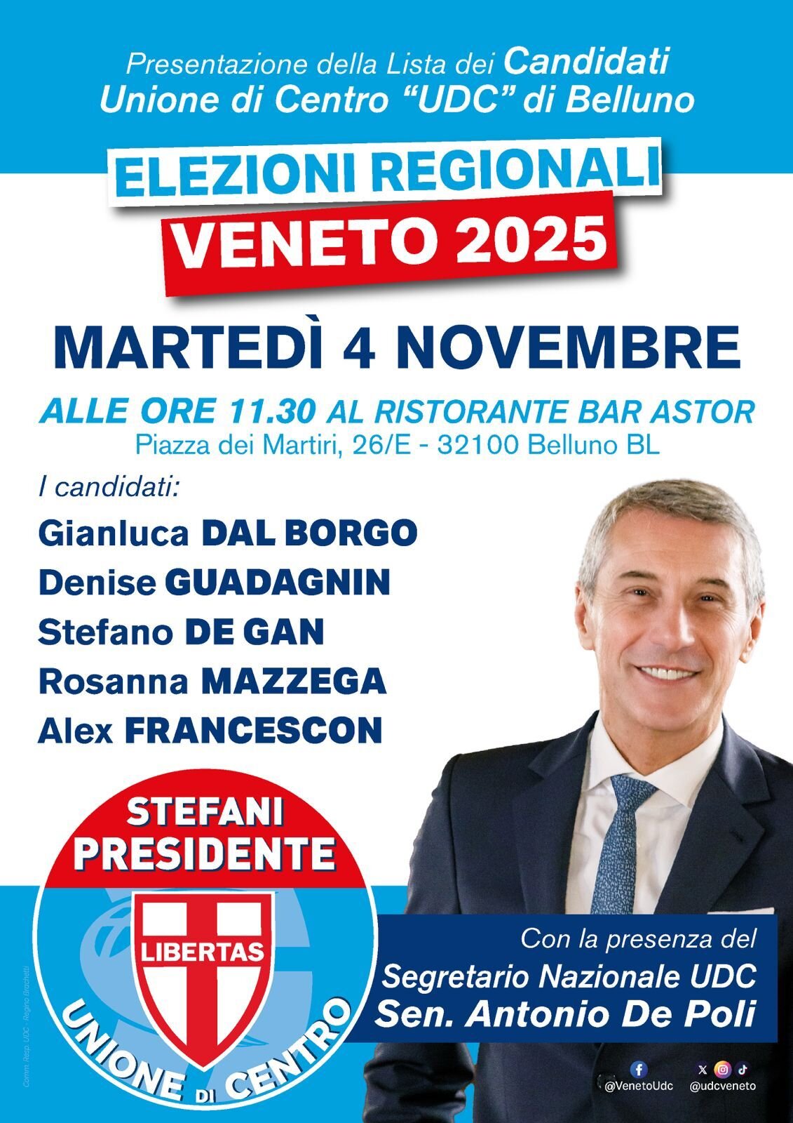 Regionali Veneto | Presentazione del programma elettorale e dei candidati Udc Belluno