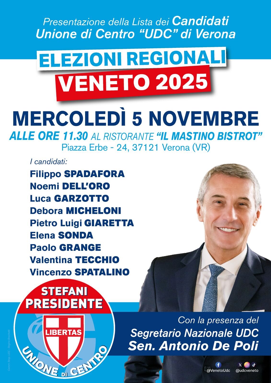 Regionali Veneto | Presentazione del programma elettorale e dei candidati UDC Verona