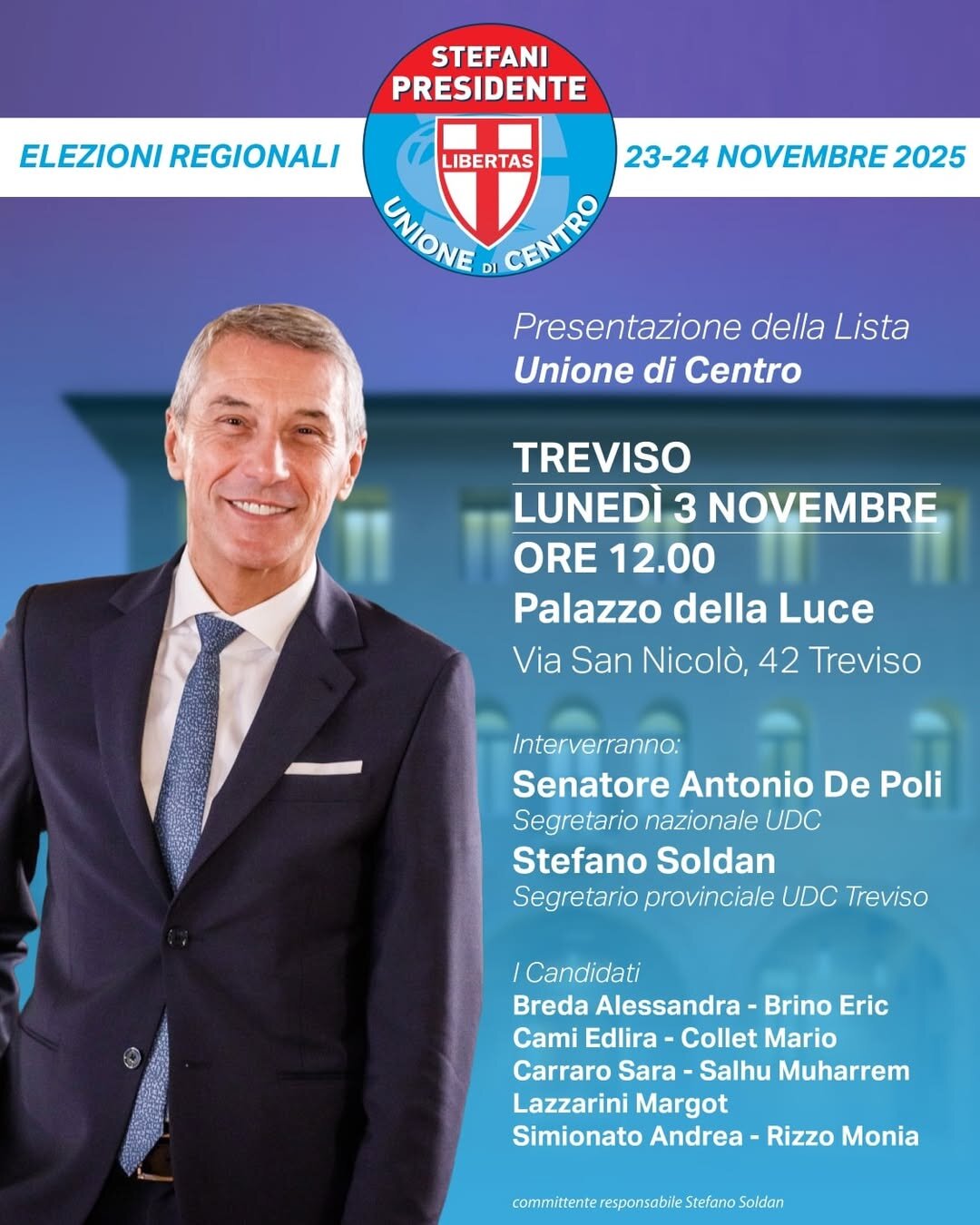 Elezioni Regionali Veneto - Presentazione Candidati Udc Treviso - Lunedì 3 Novembre - Belluno