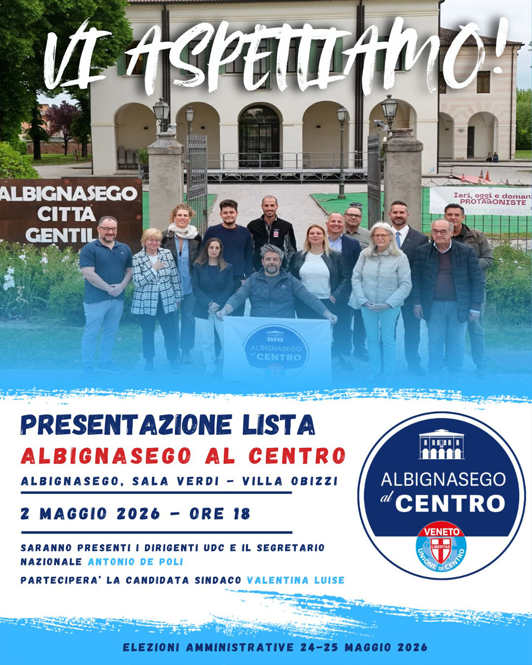 Presentazione lista “Albignasego al Centro” | 2 Maggio - ore 18 - Albignasego
