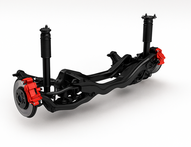 Schema sospensione posteriore multilink con bracci indipendenti e barra stabilizzatrice